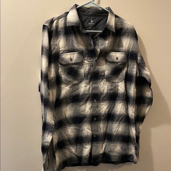 Kuhl Men's Black and White Plaid flannel button down shirt - size medium - Picture 1 of 8